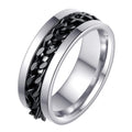 Udolfly men's fidget ring with titanium chain spinner for on-the-go stress management.