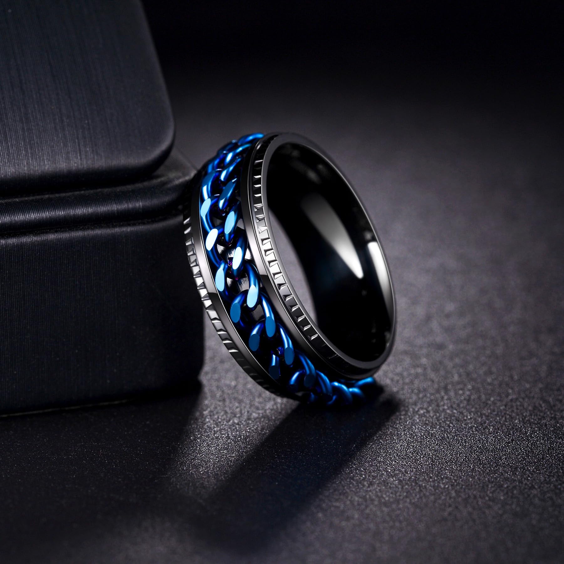Udolfly titanium steel ring 8mm blue for versatile looks