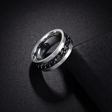 Udolfly titanium stainless steel ring in black finish, durable and hypoallergenic.