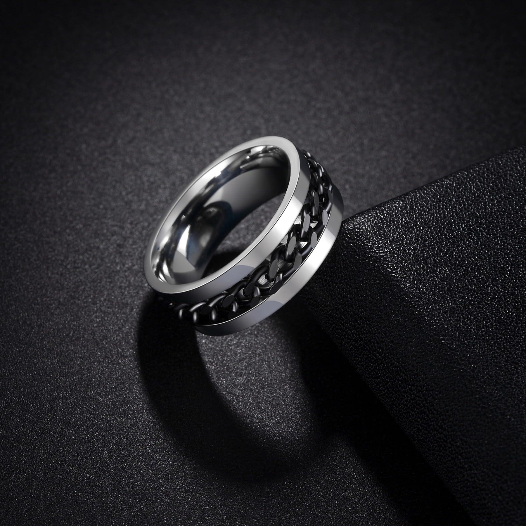 Udolfly titanium stainless steel ring in black finish, durable and hypoallergenic.