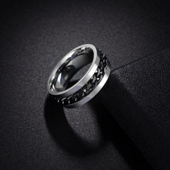 Udolfly titanium stainless steel ring in black finish, durable and hypoallergenic.