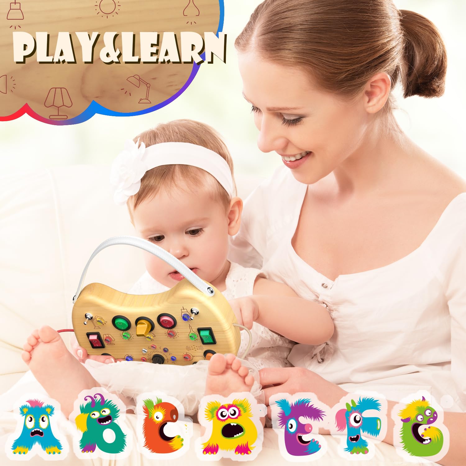 UdoUto busy board double-sided letters supports early literacy.