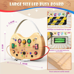 UdoUto LED button panel teaches cause and effect on the go.