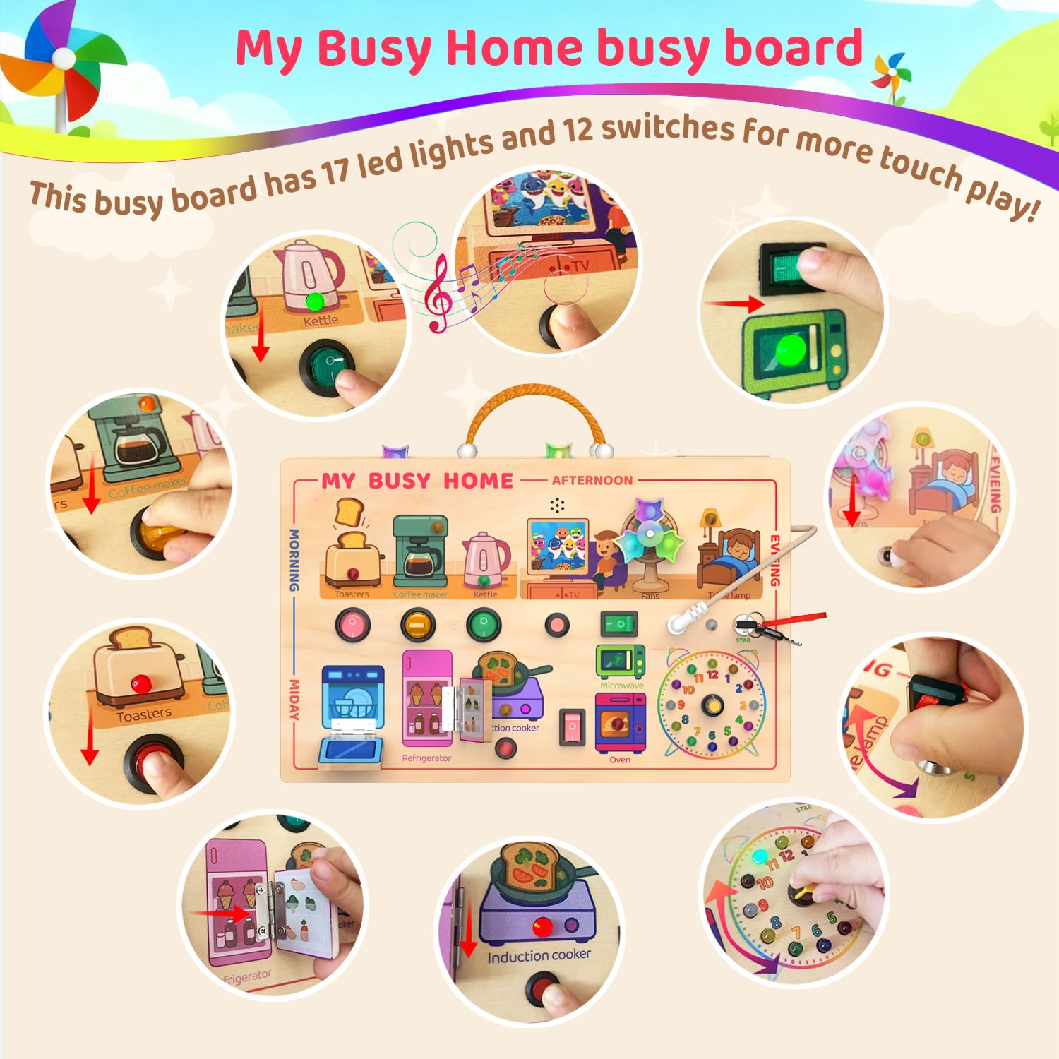 UdoUto Busy Home board key lock to strengthen finger dexterity and problem solving.