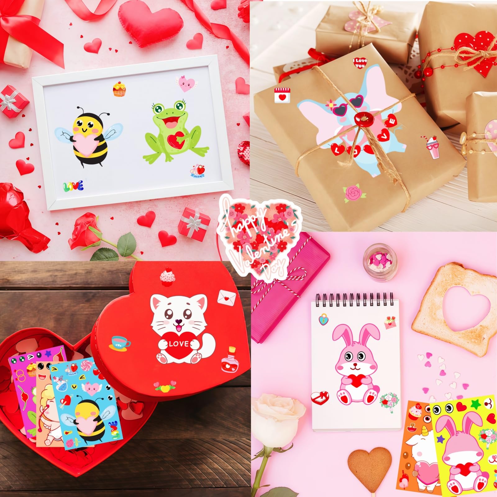UDTAATO 48 sheet Valentines sticker pack for gifts and crafts
