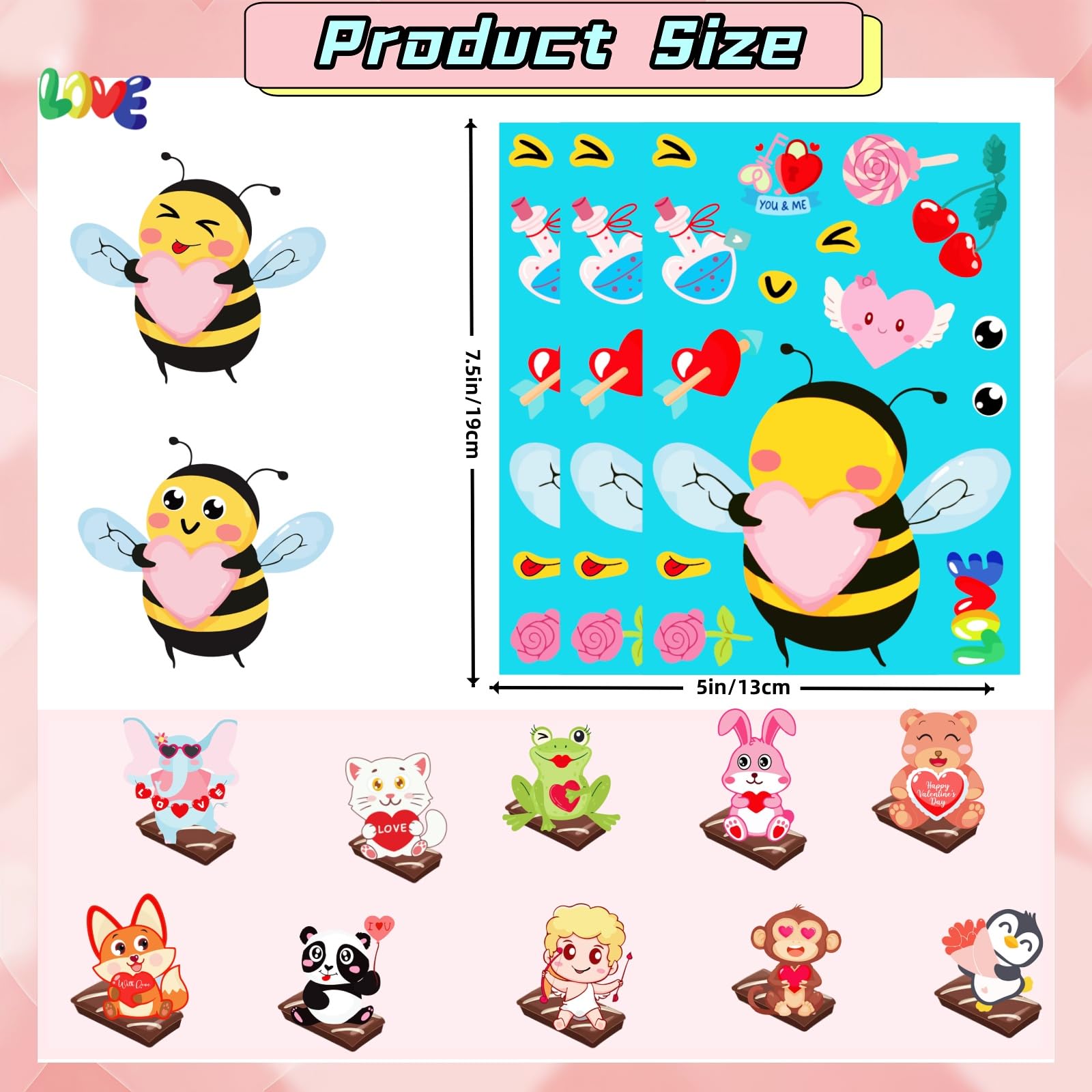 UDTAATO easy peel Valentines stickers for quick, mess free use