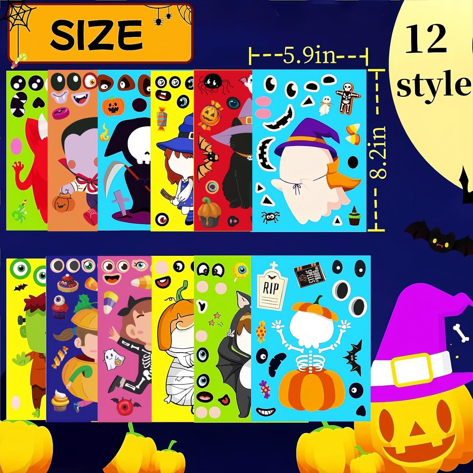 UDTAATO Halloween sticker sheets with face options spark DIY character designs.