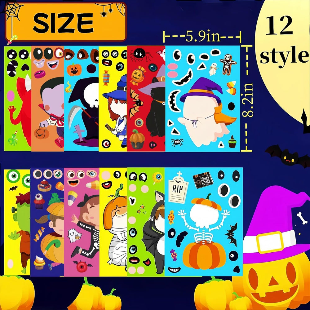 UDTAATO Halloween sticker sheets with face options spark DIY character designs.