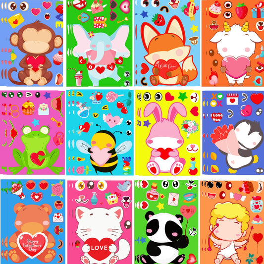 UDTAATO Valentine sticker set with 12 designs for classroom crafts and gifts