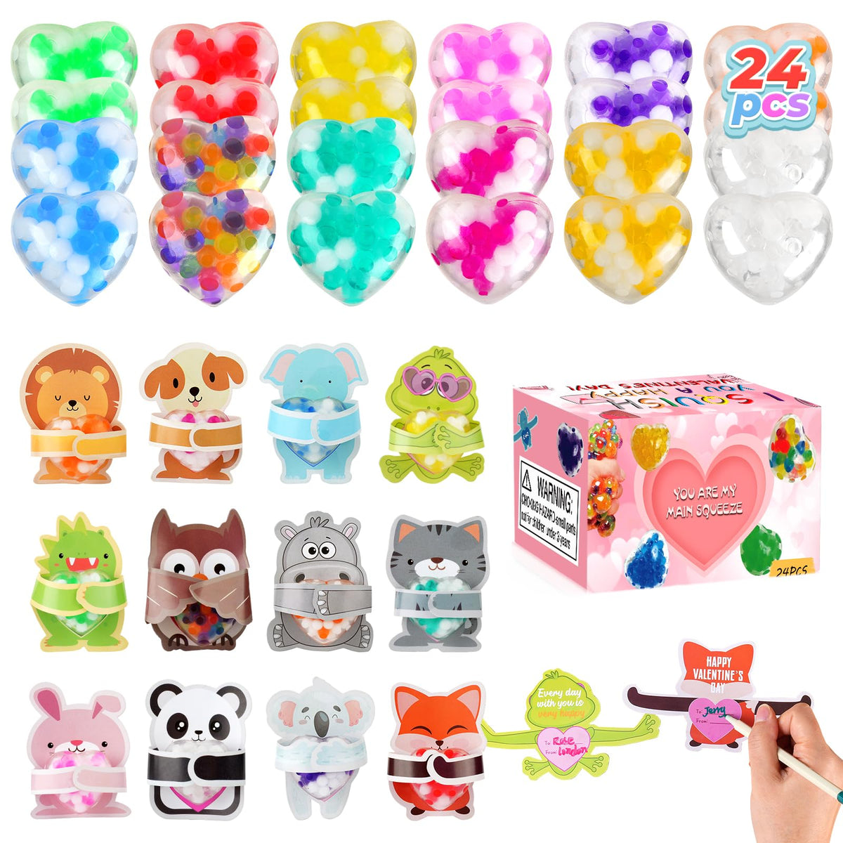UDZRL 24-pack valentines heart stress balls for classroom exchanges