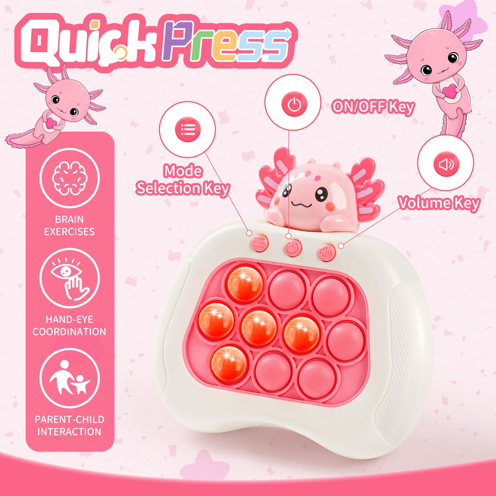 Ueghz Axolotl Pop Game four modes, versatile play for kids and teens