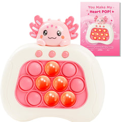 Ueghz Axolotl Pop Game front view, portable fidget toy ideal for on-the-go play