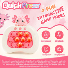 Ueghz Axolotl Pop Game playback with music and lights, engaging sensory cues