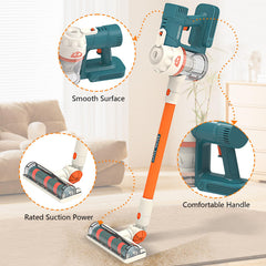 uehjxb Kids Vacuum Set Blue in-use in playroom supports cooperative play