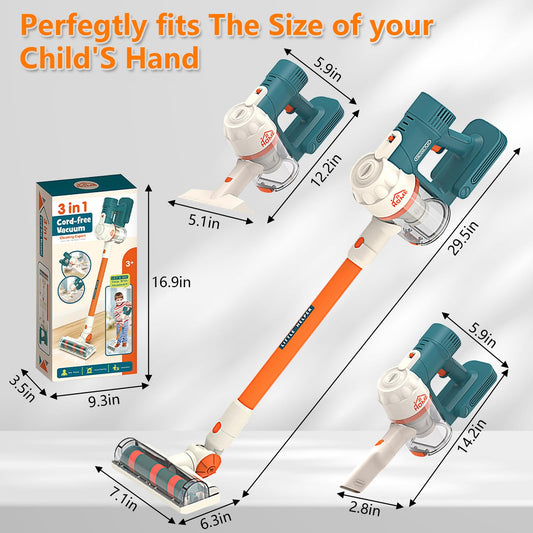 uehjxb Kids Vacuum Set Blue working suction demonstrates lifelike cleaning for sensory play