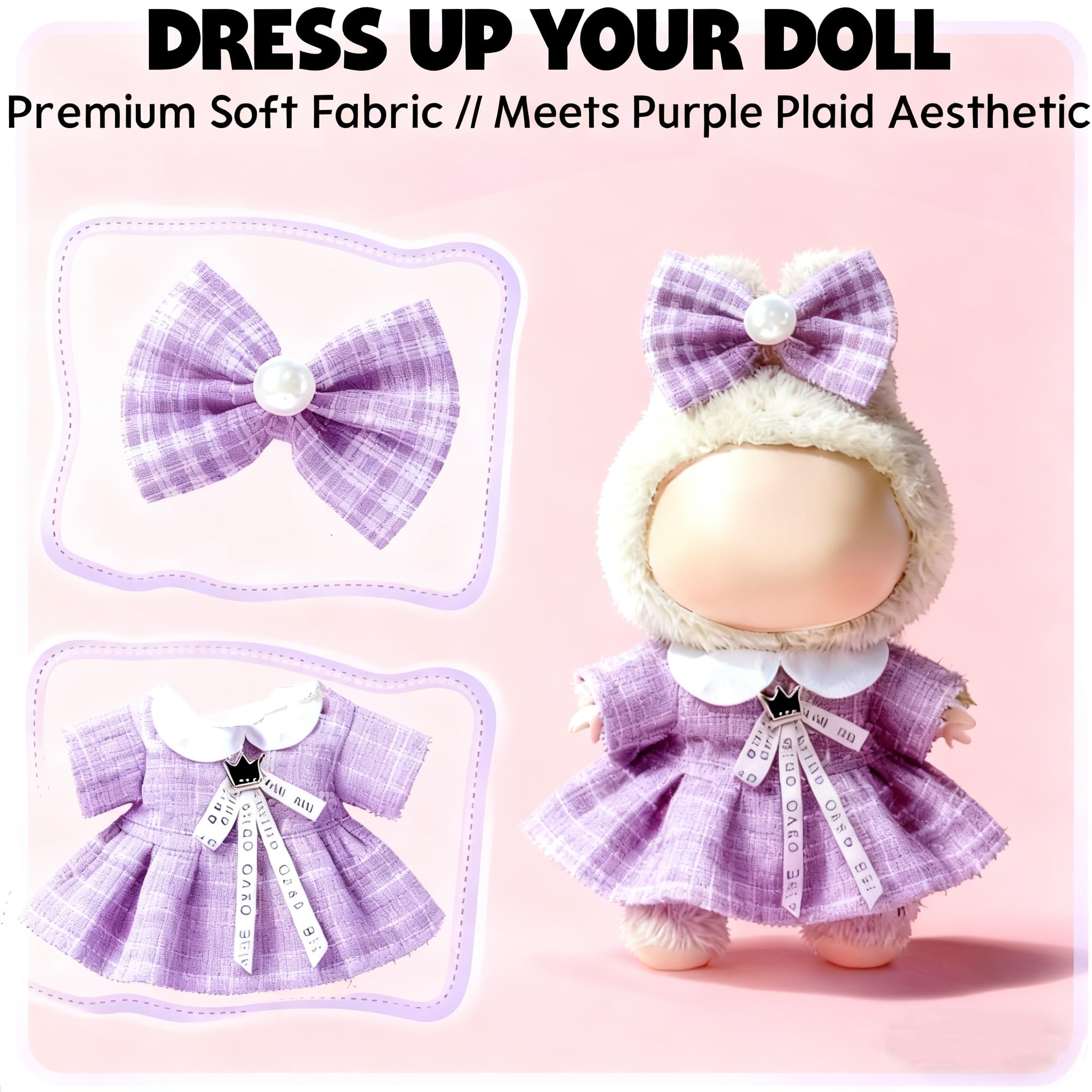 Ueuo Labubu 17cm doll dress for quick dressing and pose-ready displays.