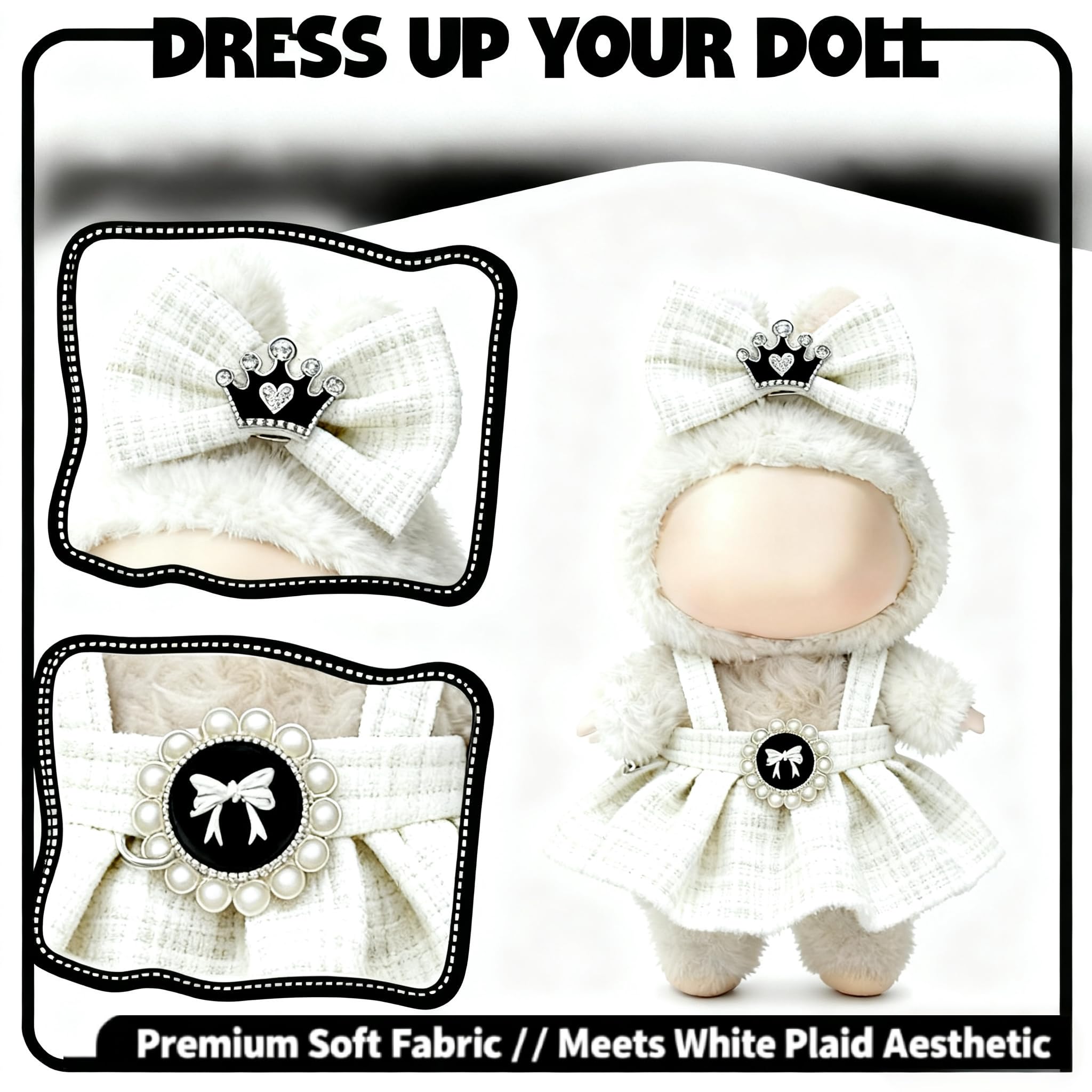 Ueuo LABUBU dress and hairpin set style F adds cute accents for pretend play.