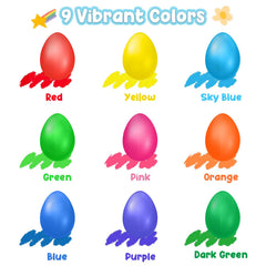 UEXINGOO egg-shaped crayons close-up, washable formula for mess-free color sessions.