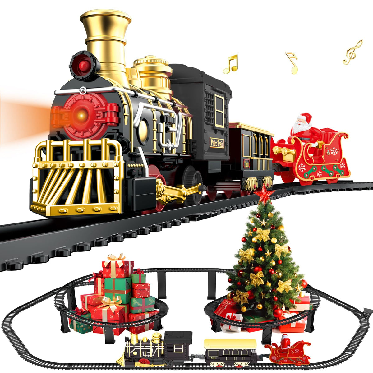 UFULMN electric train engine with headlights for a bright holiday display.