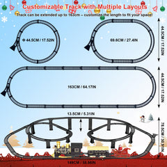 UFULMN vintage-style locomotive with passenger cars offers nostalgic play.