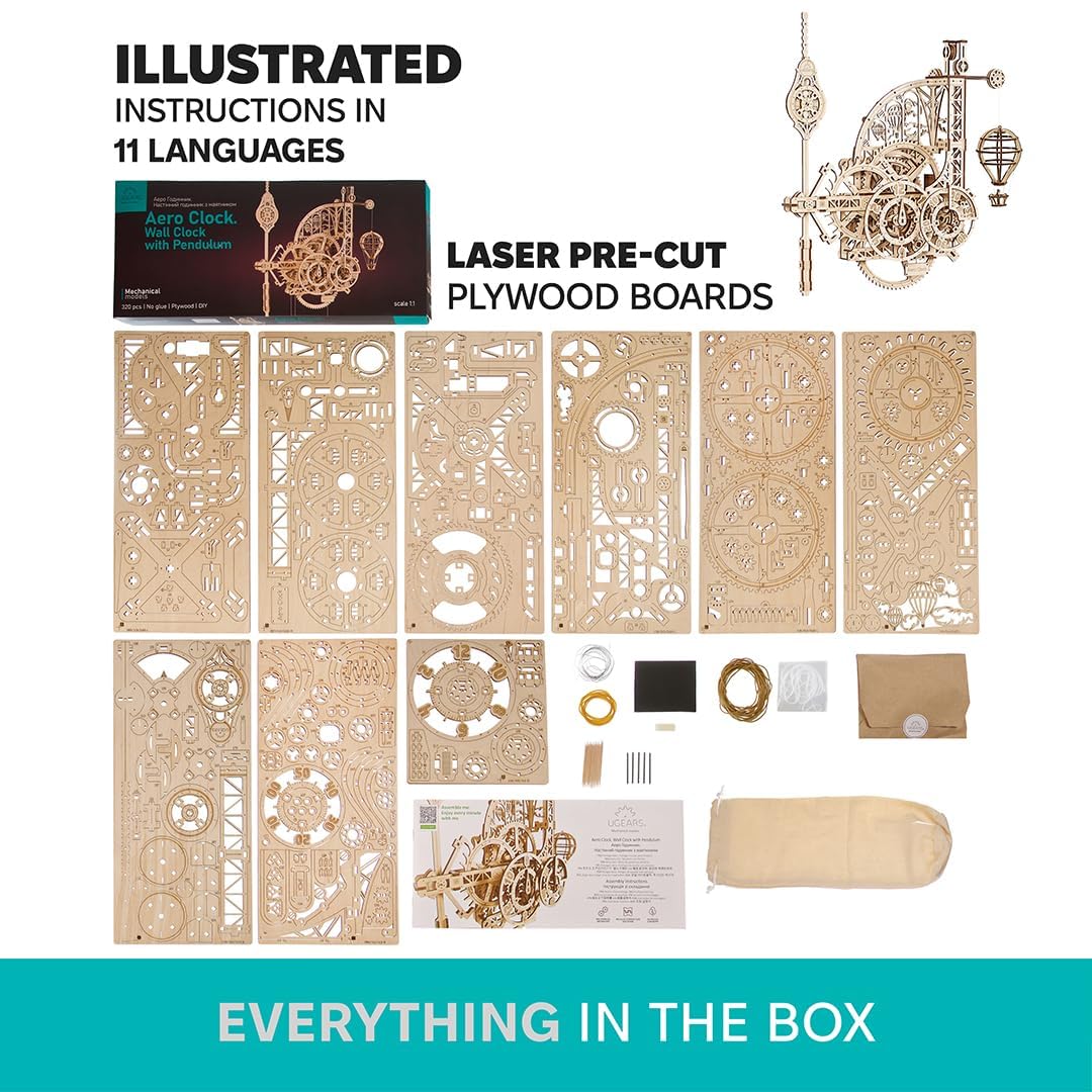 UGEARS Aero Clock family project invites collaborative crafting and lasting memories.