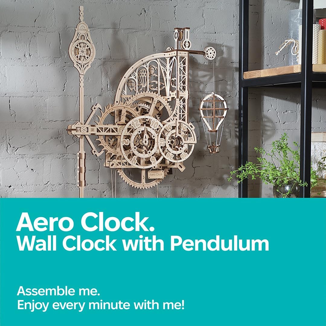 UGEARS Aero Clock pendulum mechanism demonstrates gravity-powered movement and steady timing.