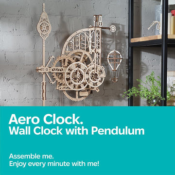 UGEARS Aero Clock pendulum mechanism demonstrates gravity-powered movement and steady timing.