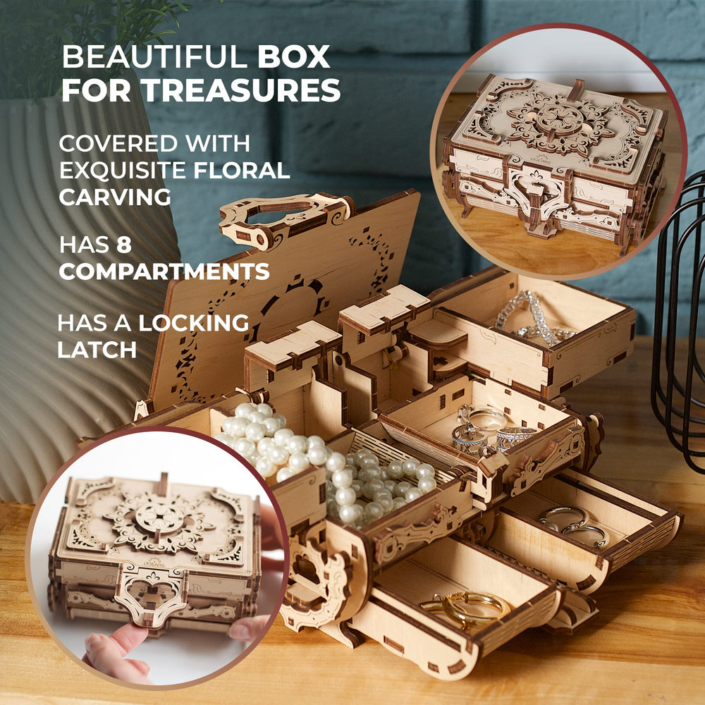 UGEARS Antique Box latch close up shows security