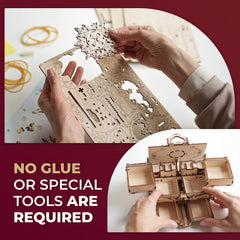 UGEARS Antique Box gear mechanism offers tactile puzzle action