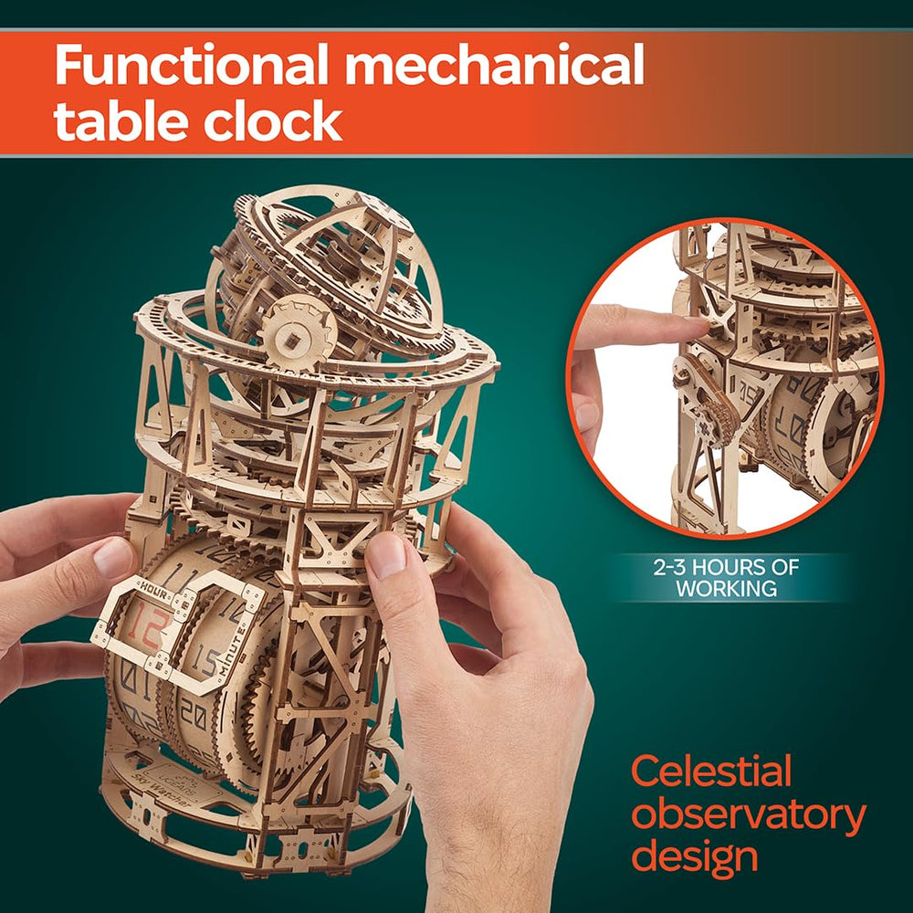 UGEARS decorative functional clock doubles as elegant wooden art for any room.
