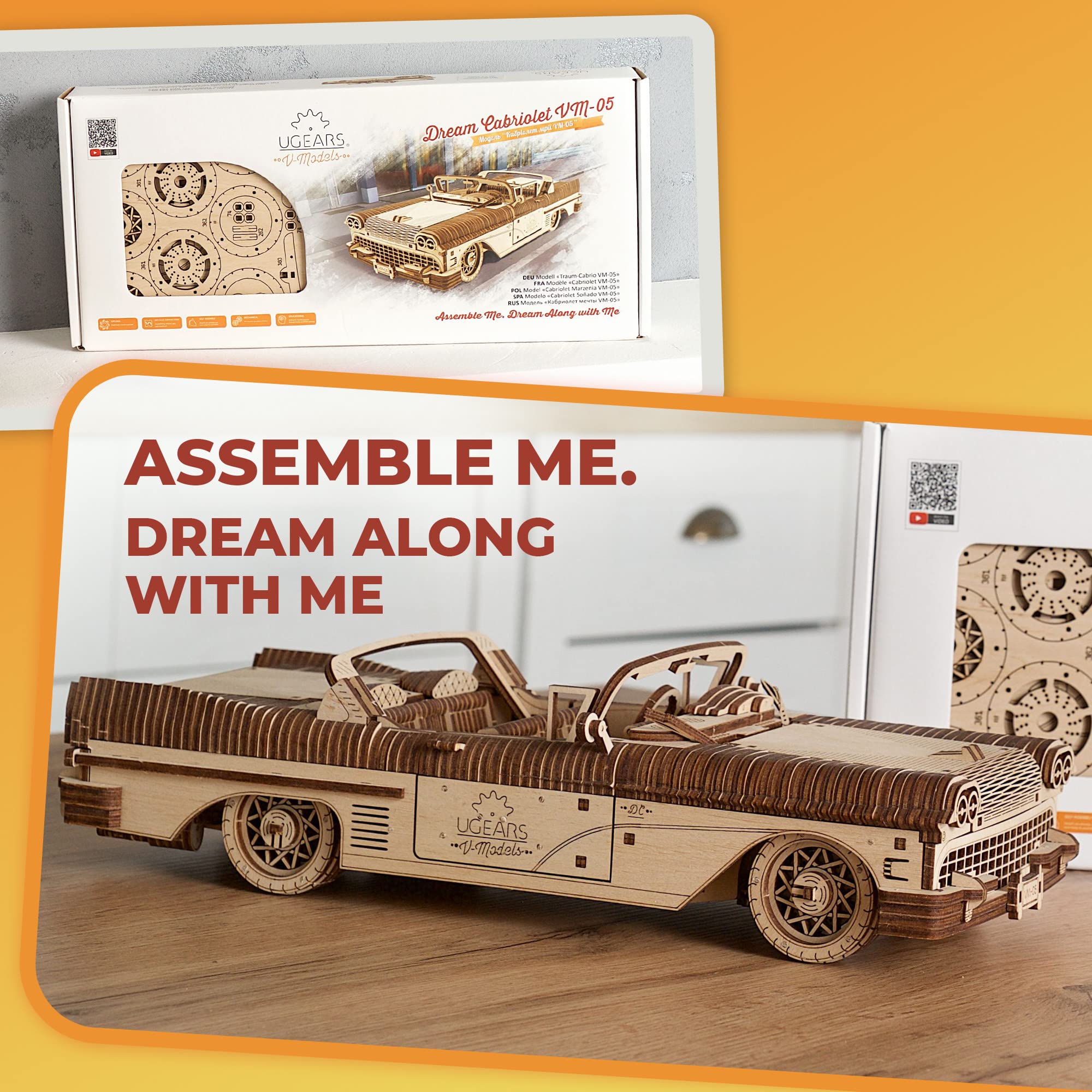 UGEARS Dream Cabriolet steering and suspension create authentic model car feel.