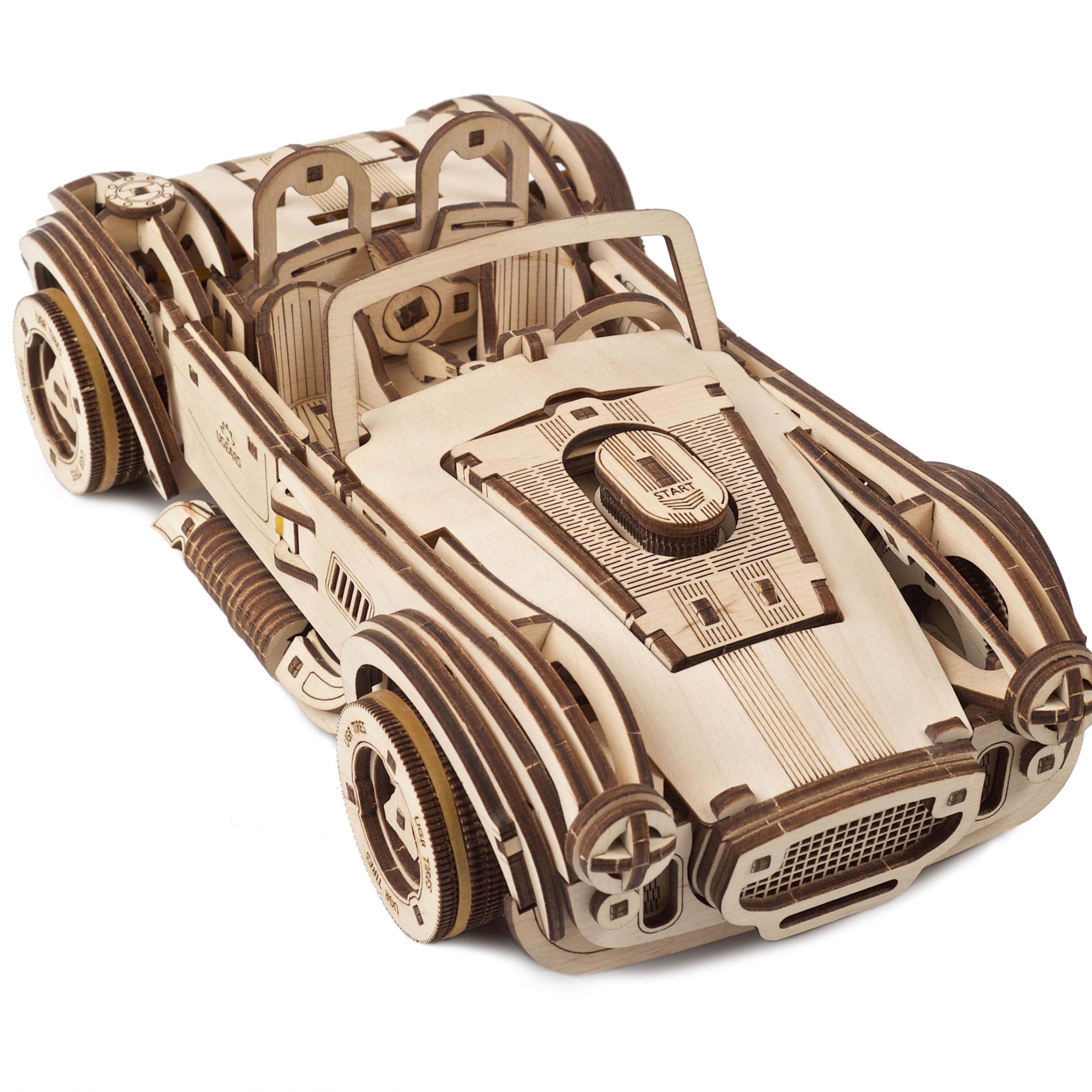 UGEARS Drift Cobra exterior display with retro racing design for desk decor