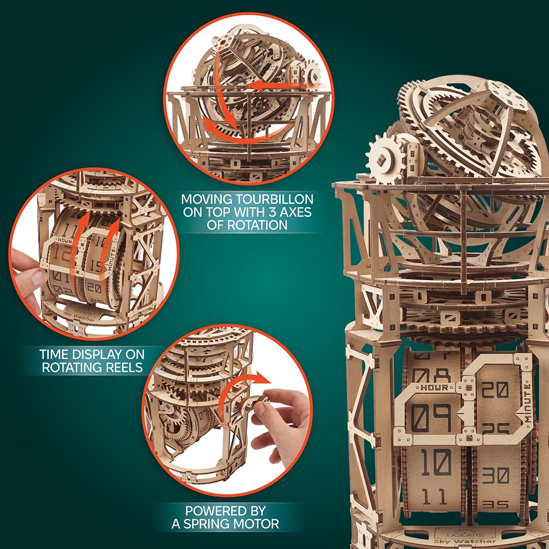 UGEARS family project fosters teamwork while building a captivating wooden clock together.