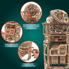 UGEARS family project fosters teamwork while building a captivating wooden clock together.