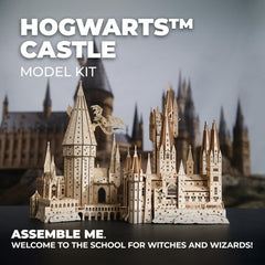 UGEARS Harry Potter Hogwarts Castle plywood engraving close-up, emphasizing durable, quality construction