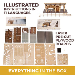 UGEARS Harry Potter model kit with multilingual instructions for builders