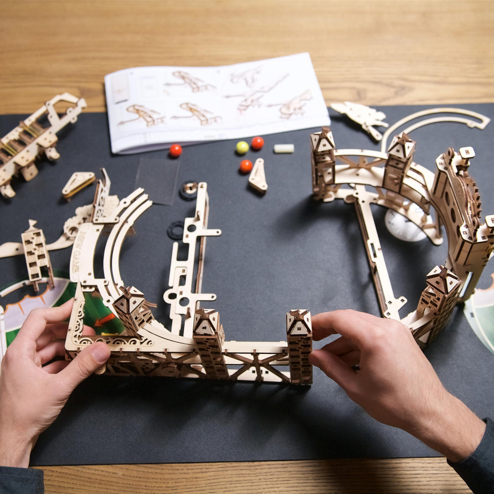 UGEARS Quidditch pinball wooden model kit for display and play