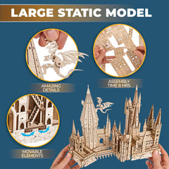 UGEARS Hogwarts Castle arch detail, highlights elegant shapes that evoke magical architecture