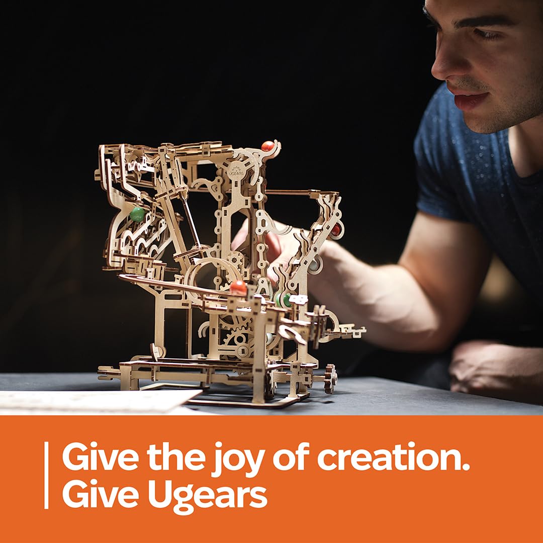 UGEARS Marble Run Chain Hoist perfect gift for puzzle lovers