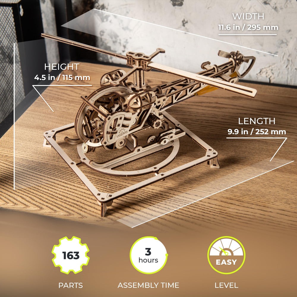 UGEARS helicopter rotors show smooth motion and display-worthy mechanism