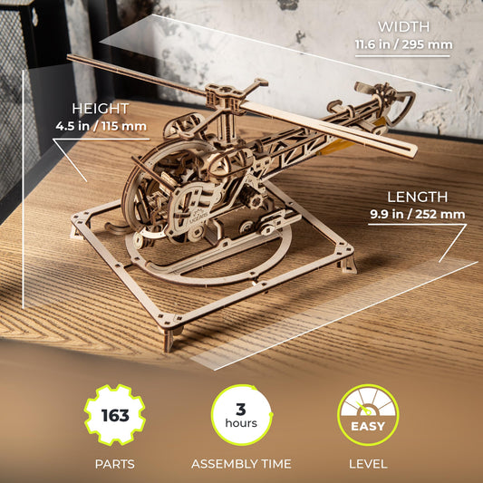 UGEARS helicopter rotors show smooth motion and display-worthy mechanism