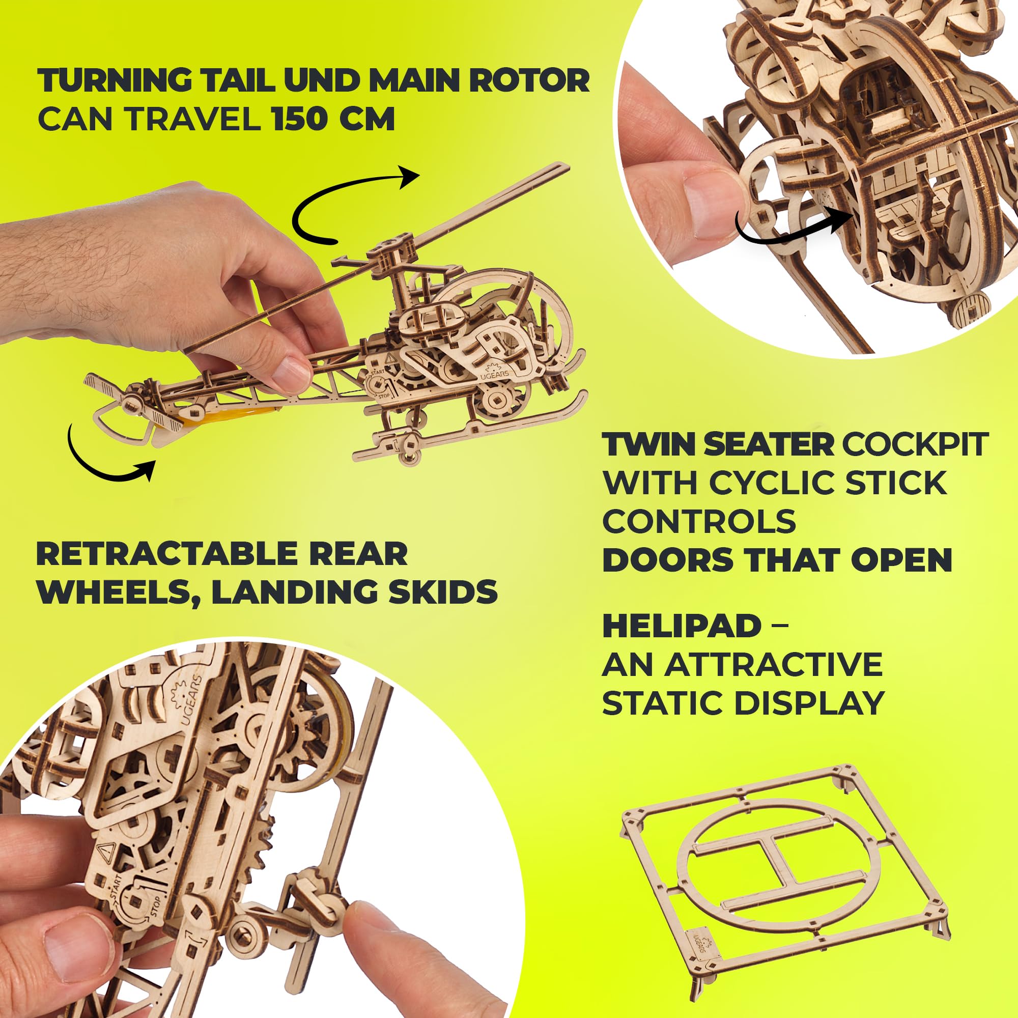 UGEARS adjustable searchlight highlights interactive realism on the helicopter model