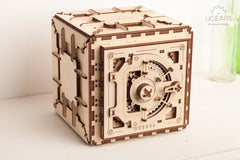 UGEARS Model Safe Kit lid-open captures the turning of the code