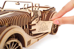 UGEARS VM-01 Roadster transmission assembly emphasizes the interactive gear system for hands-on learning.