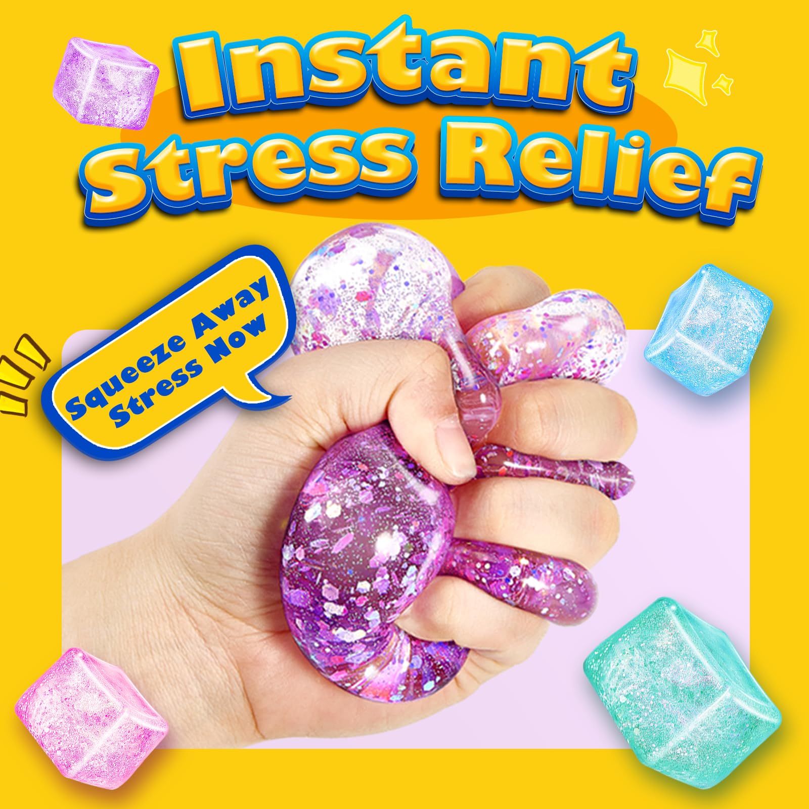 UGYWI squishy cube with gold powder adds layered sensory feel.