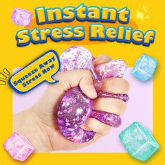 UGYWI squishy cube with gold powder adds layered sensory feel.