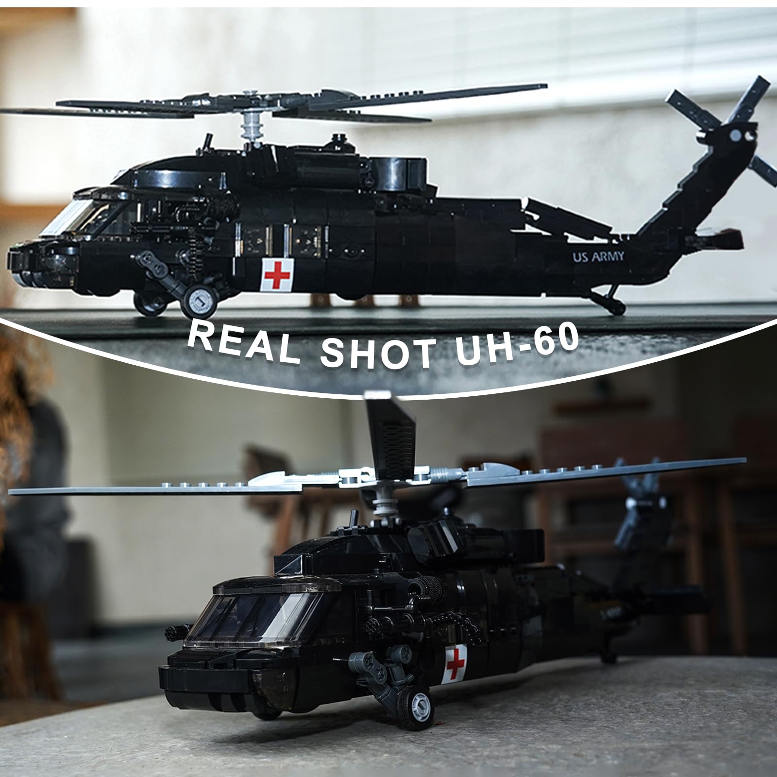 UH-60 Black Hawk cockpit detail with instrument panel for authentic building play