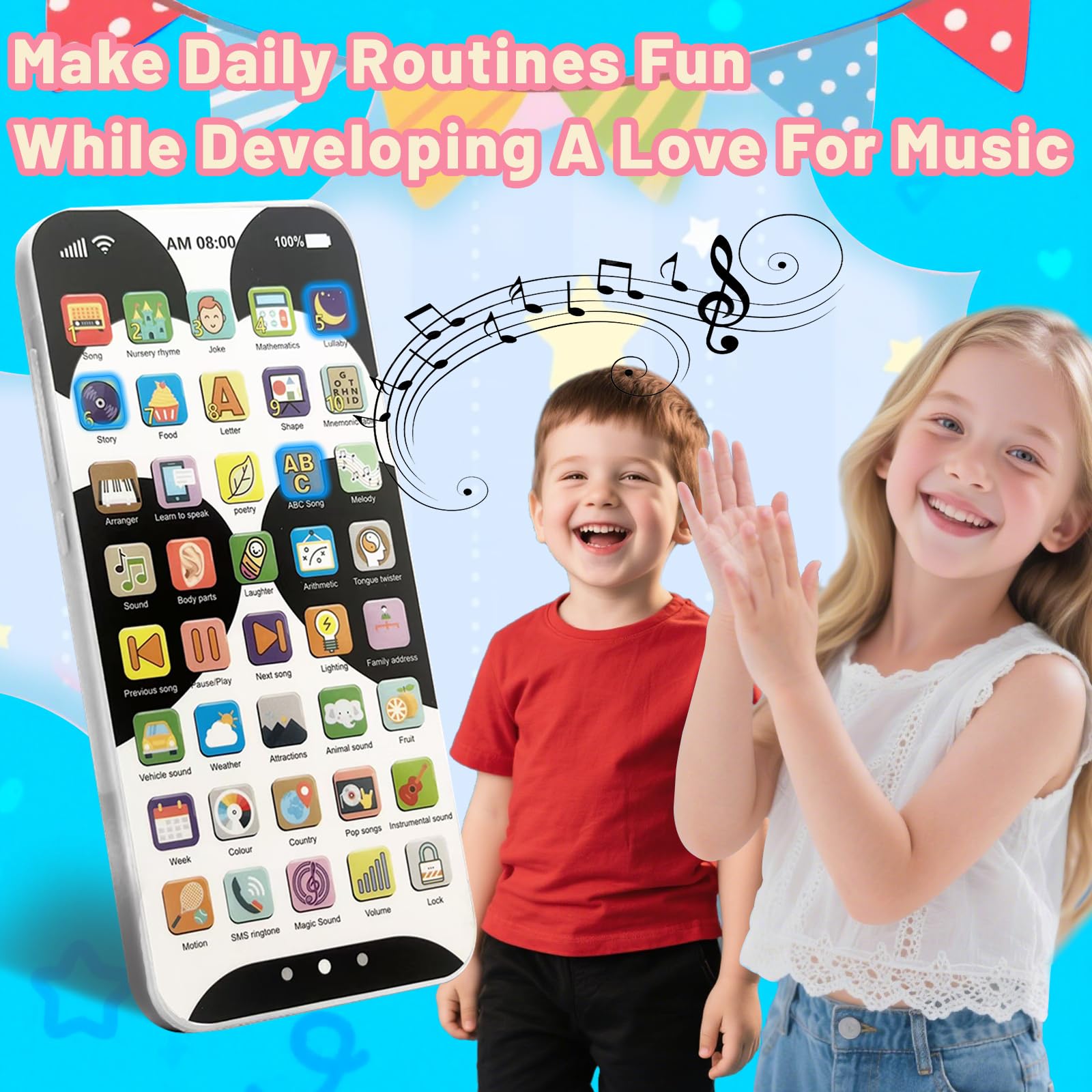 Realistic sounds on the Uibyt Kids Phone enhance pretend play