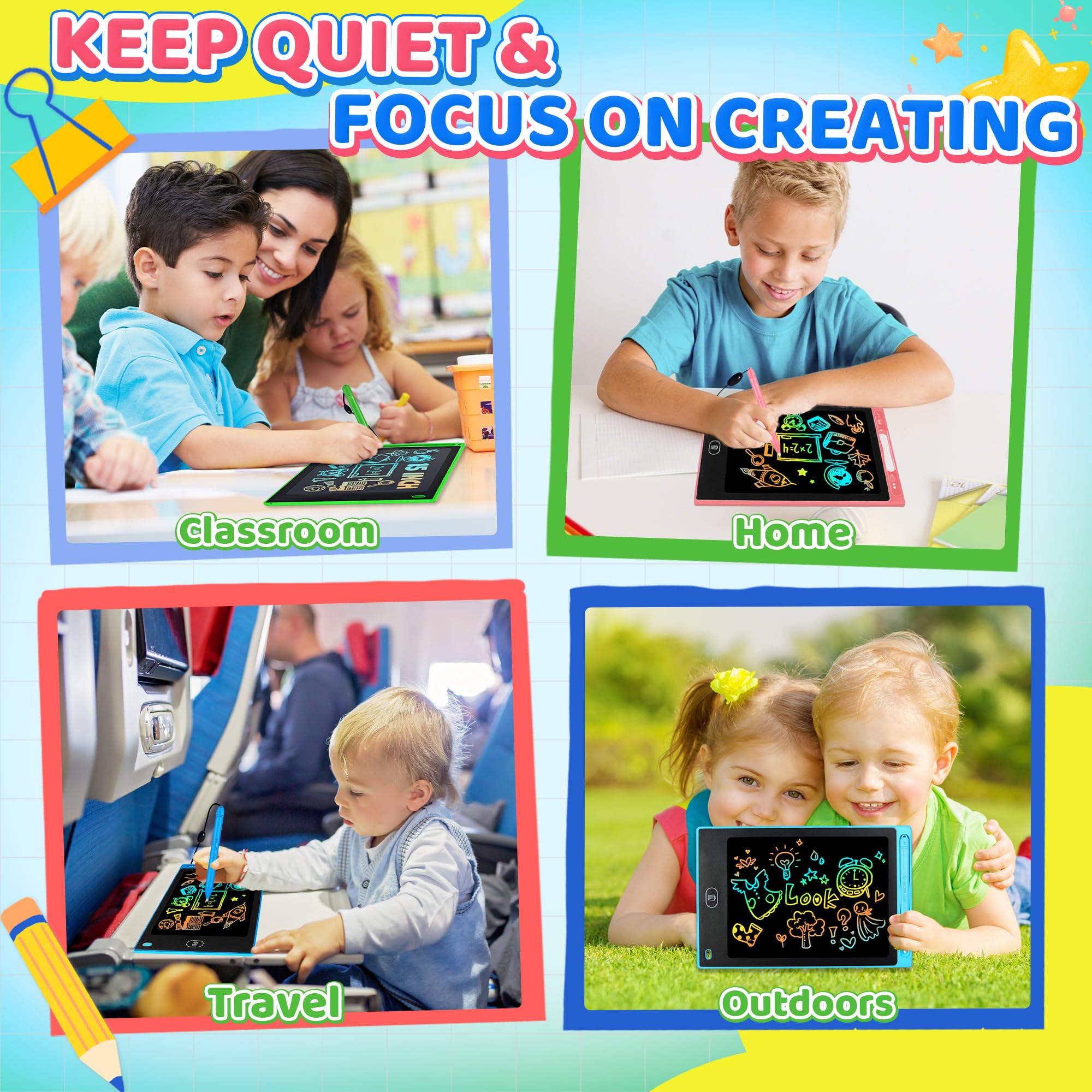 UIIOPJIOM versatile learning toy supports drawing, writing, math practice, and notes.