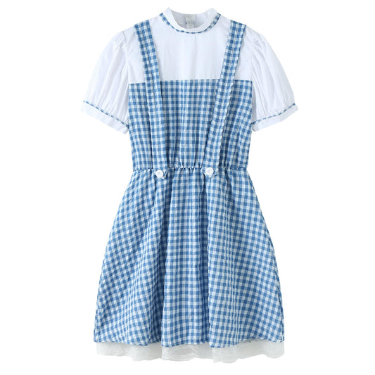 UIMLK blue gingham dress back view for costume reveal